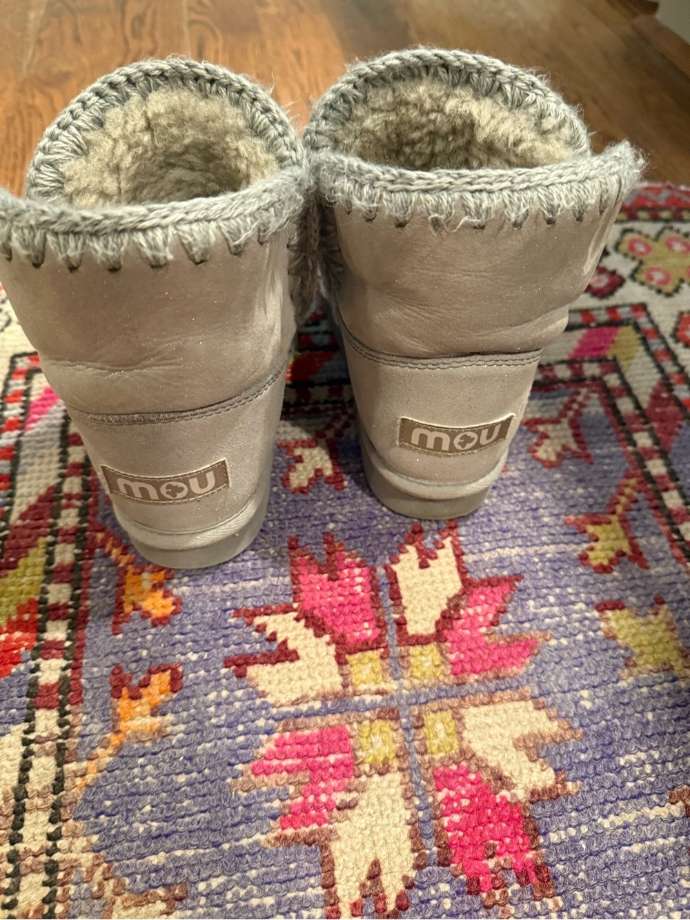 Mou Gray Shearling-Lined Boot